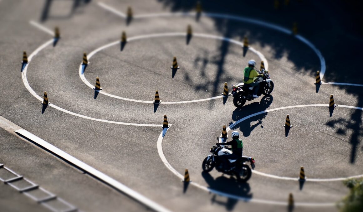 a group of people riding motorcycles around a circle