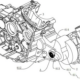 Patenttekening van Benda's mechanische compressor met tandwielkast en carter